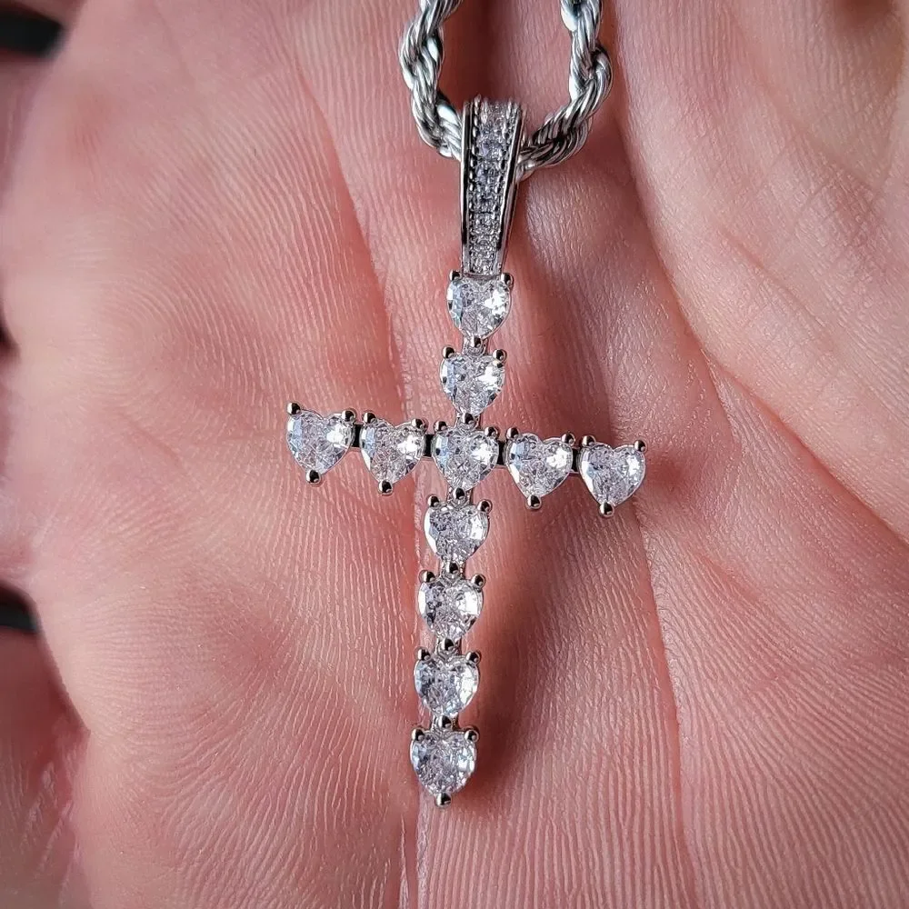 Heart Diamond Cross Necklace